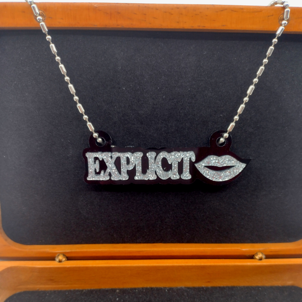 Custom Lips Name Necklace, Personalized Glitter Name Necklace