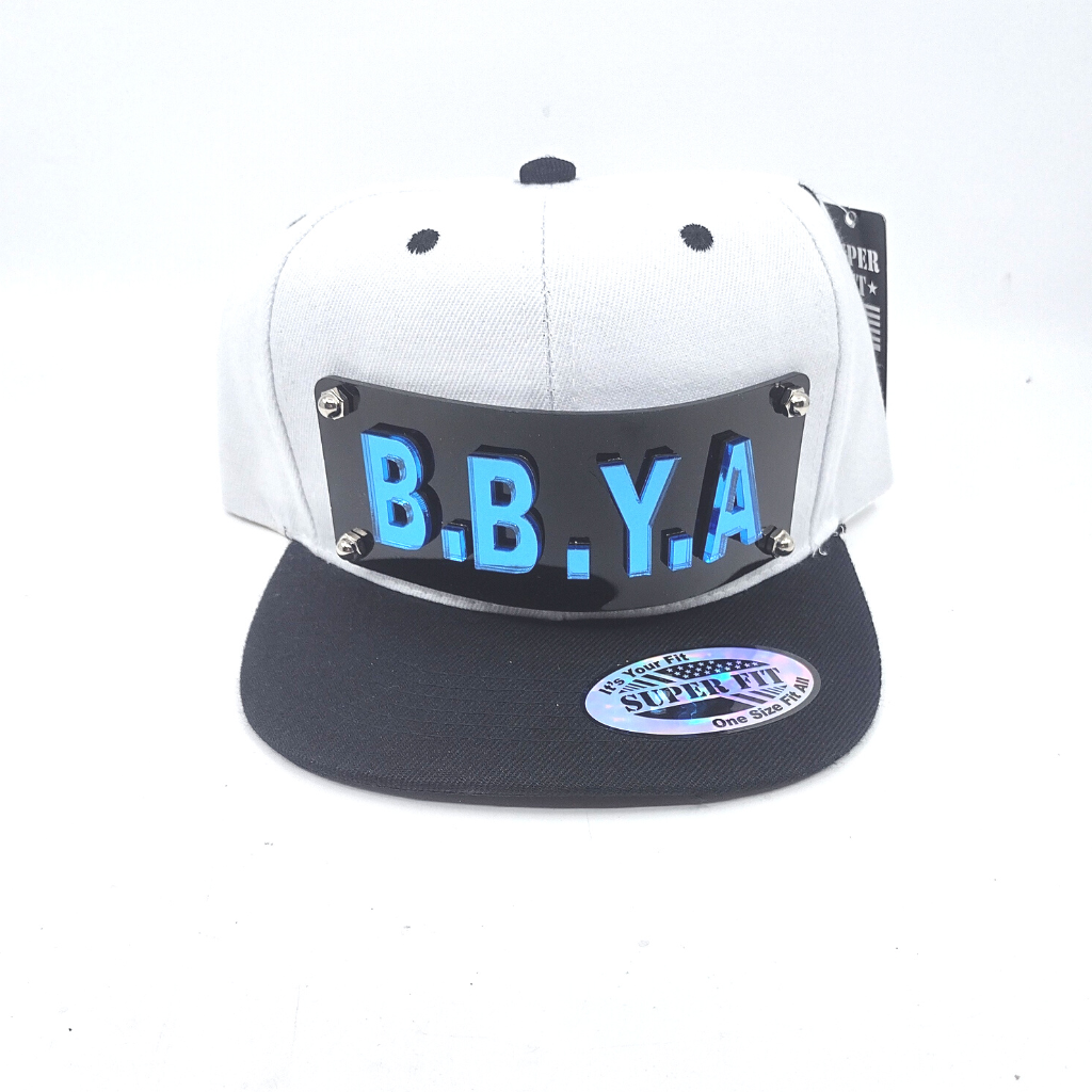 White and Black Custom Snapback Hat, Laser Cut Letters, Made to Order, Exclusive Creation