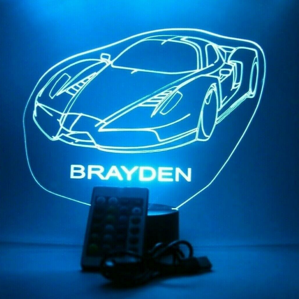 Luxury Sports Car LED Tabletop Night Light Up Lamp, 16 Color options with Remote