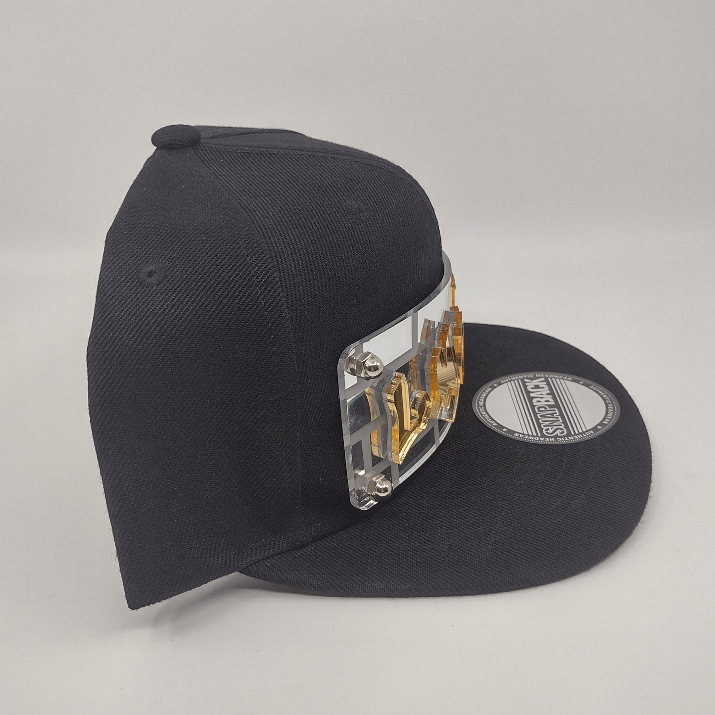 Black Custom Snapback Hat, Laser Cut, Made to Order, Exclusive Creation