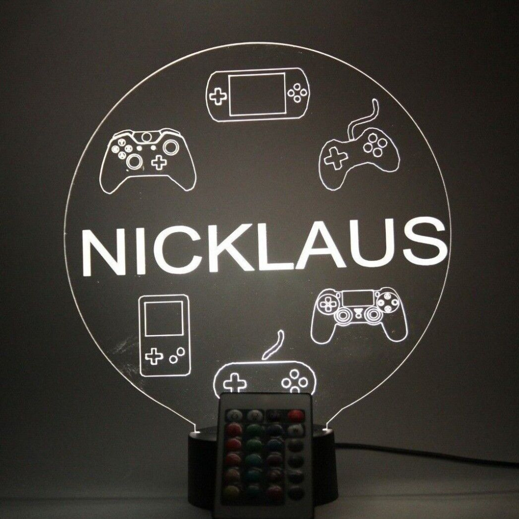 Video Game Controllers and Consoles LED Tabletop Night Light Up Lamp, 16 Color options with Remote