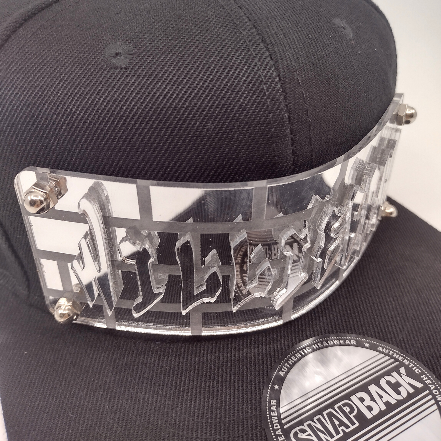 Black Custom Snapback Hat, Laser Cut Letters, Made to Order, Exclusive Creation