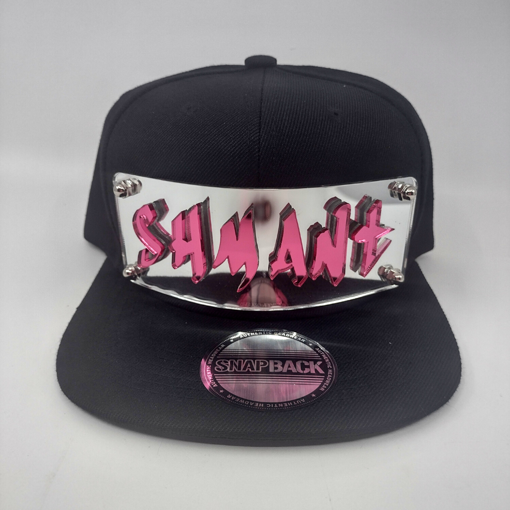 Black Custom Snapback Hat, Laser Cut Letters, Made to Order, Exclusive Creation