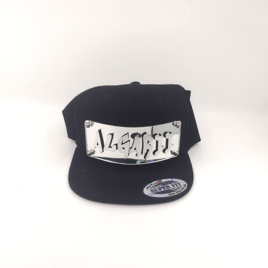 Black Custom Snapback Hat, Laser Cut Letters, Made to Order, Exclusive Creation