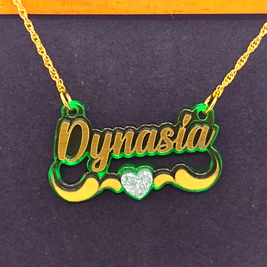 Heart and Swirl Custom Name Necklace