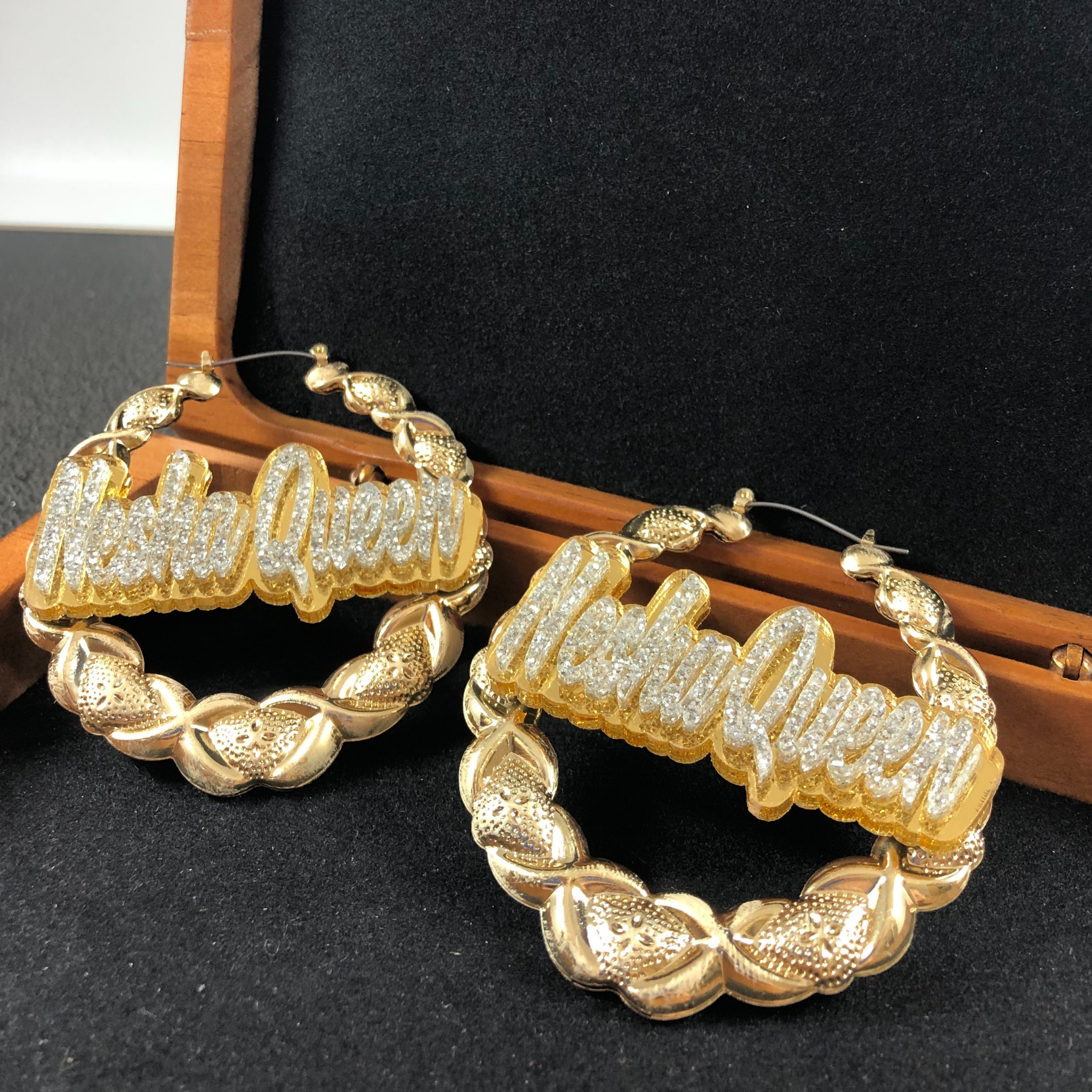 Custom Name and Background XOXO Style Hoop Earrings – Mirror Mania