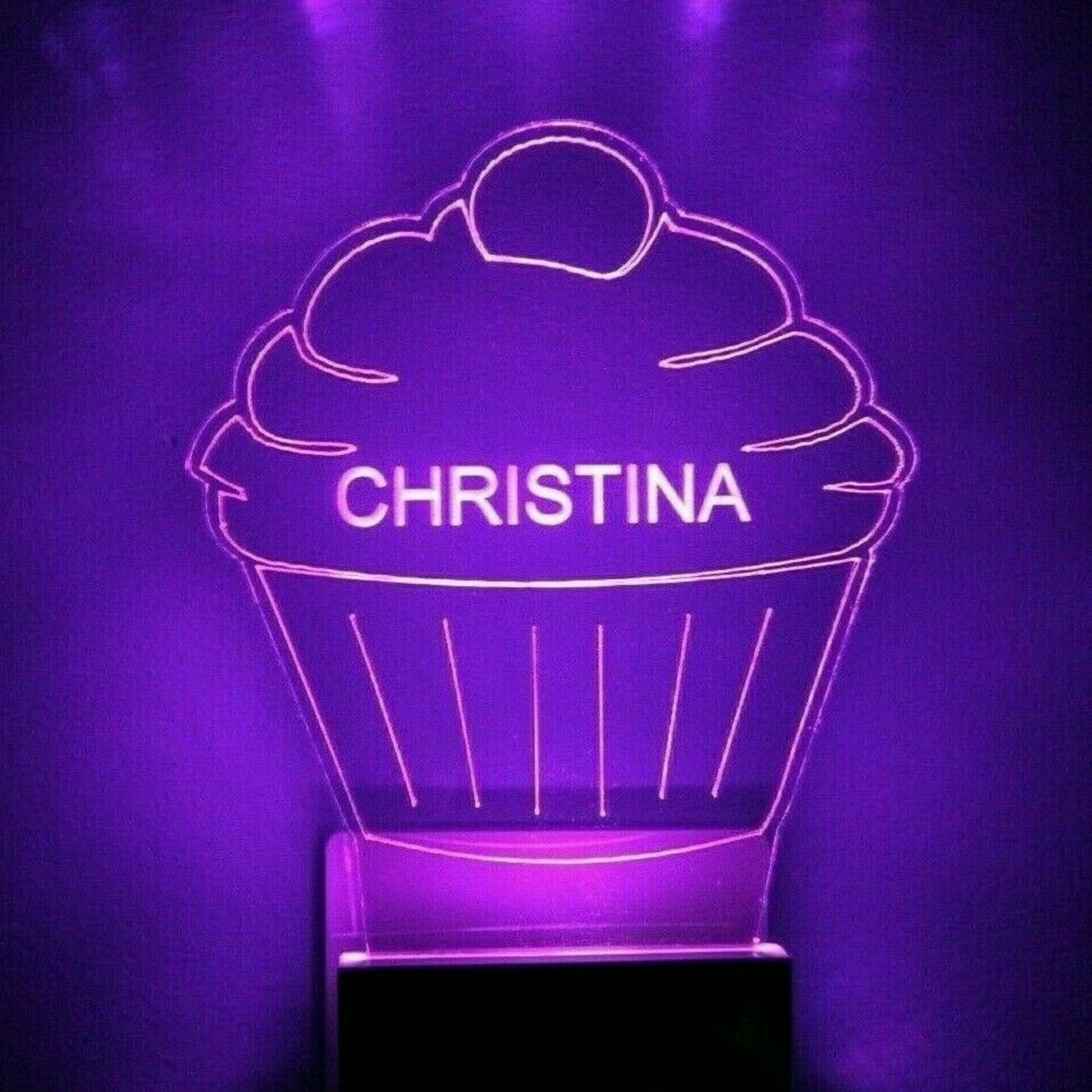 Cupcake Night Light Multi Color Personalized LED Wall Plug-in, Cool-Touch Smart Dusk to Dawn Sensor, Bedroom, Hallway, Bathroom, Super Cool