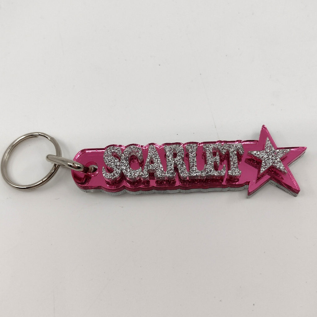 Custom Name and Background Keychain with Star