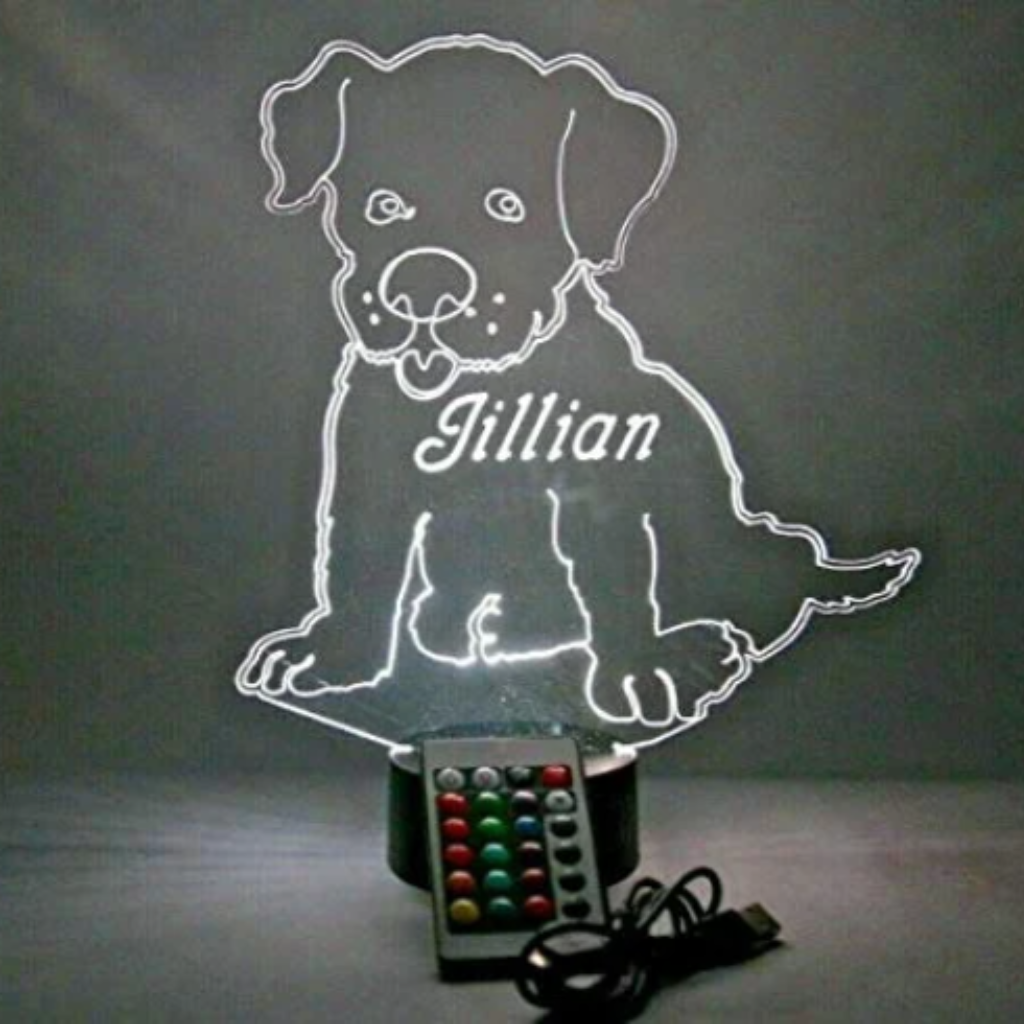 Cute Puppy Dog LED Tabletop Night Light Up Lamp, 16 Color options with Remote