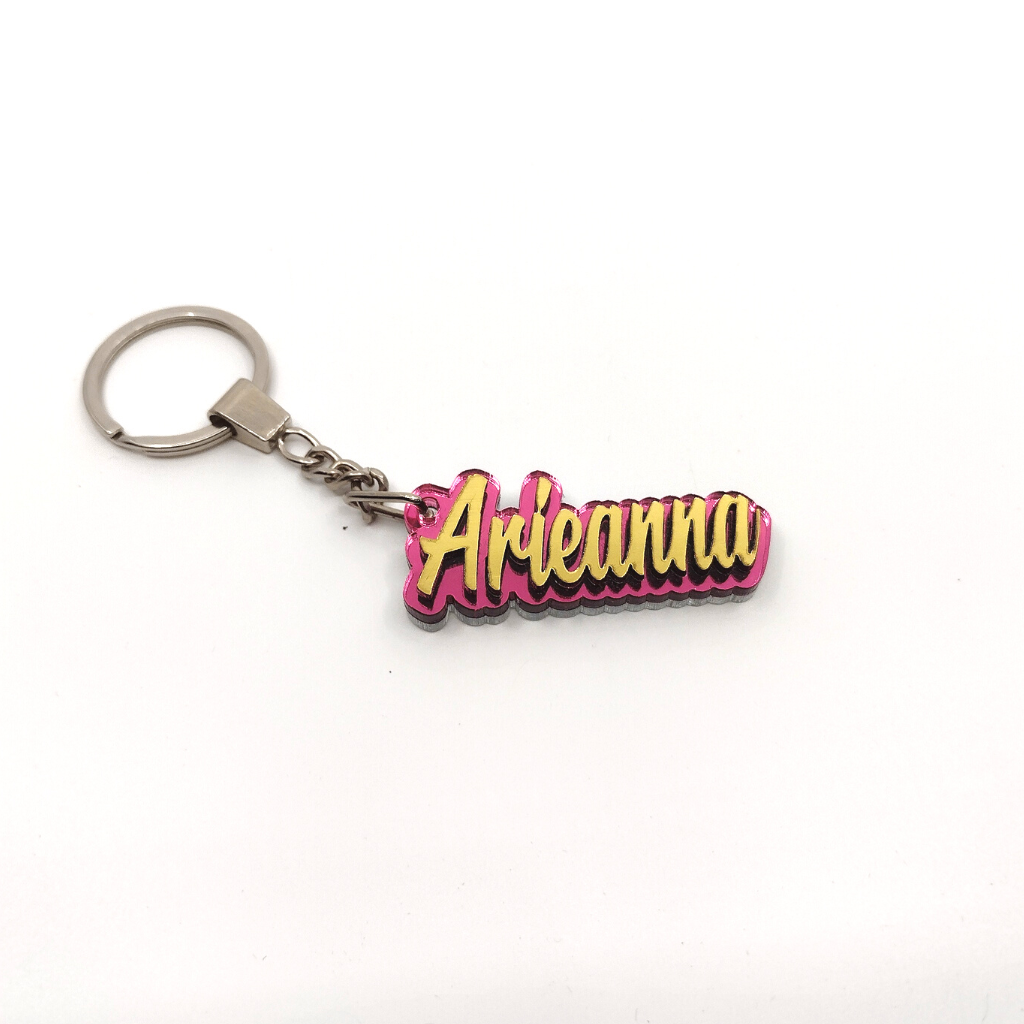 Custom Gold Name and Background Color Keychain
