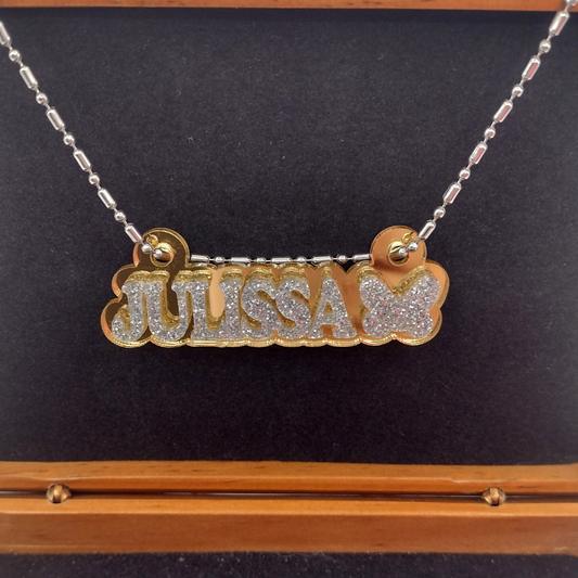 Custom Butterfly Name Necklace, Personalized Glitter Name Necklace