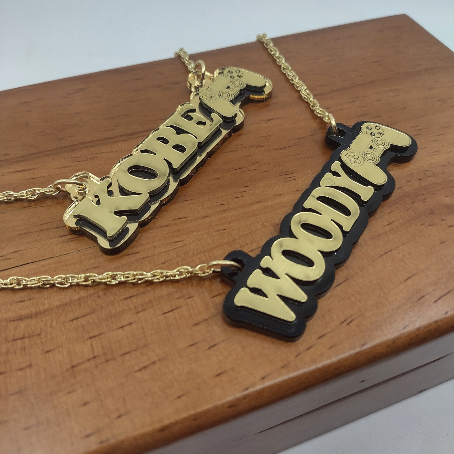 Custom Video Game Controller Name Necklace, Personalized Name and Background Color