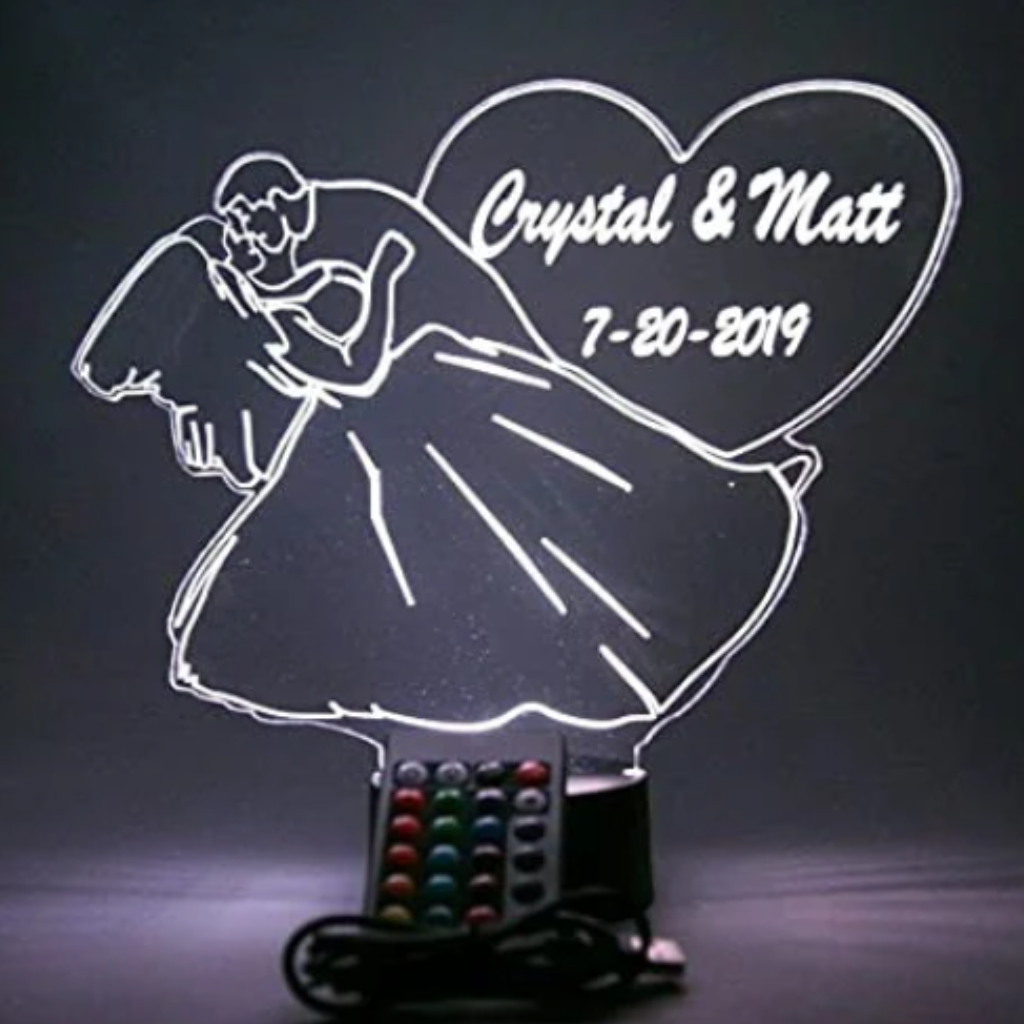 Wedding Couple LED Tabletop Night Light Up Lamp, 16 Color options with Remote