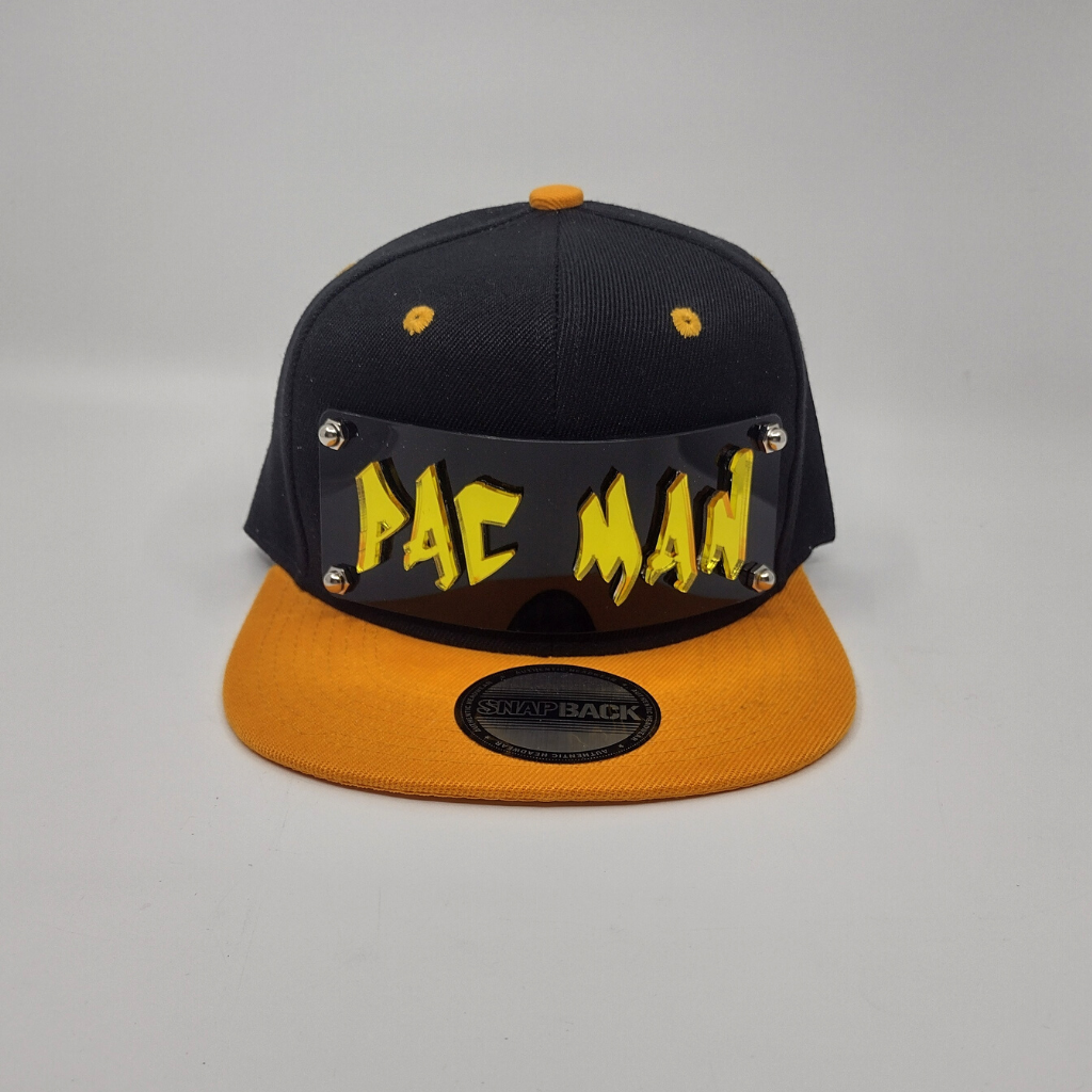Black and Yellow Custom Snapback Hat, Laser Cut, Made to Order, Exclusive Creation