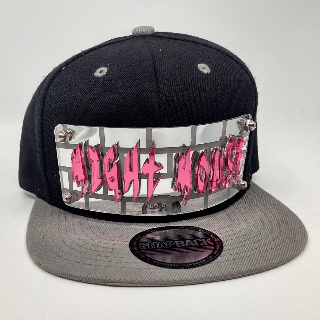 Black and Gray Custom Snapback Hat, Laser Cut, Made to Order, Exclusive Creation