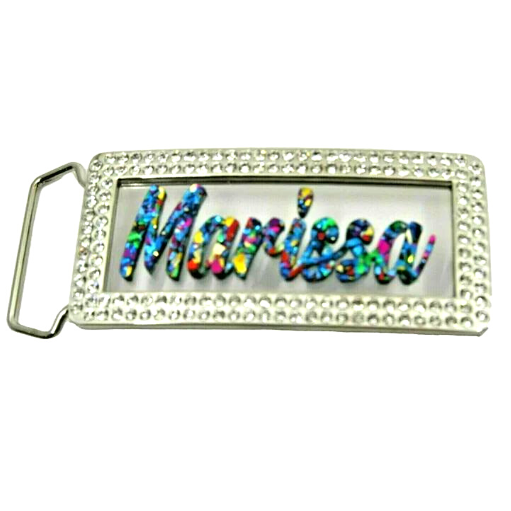 Adjustable Belt Buckle Laser Personalized Custom Bling Rhinestone Any Name