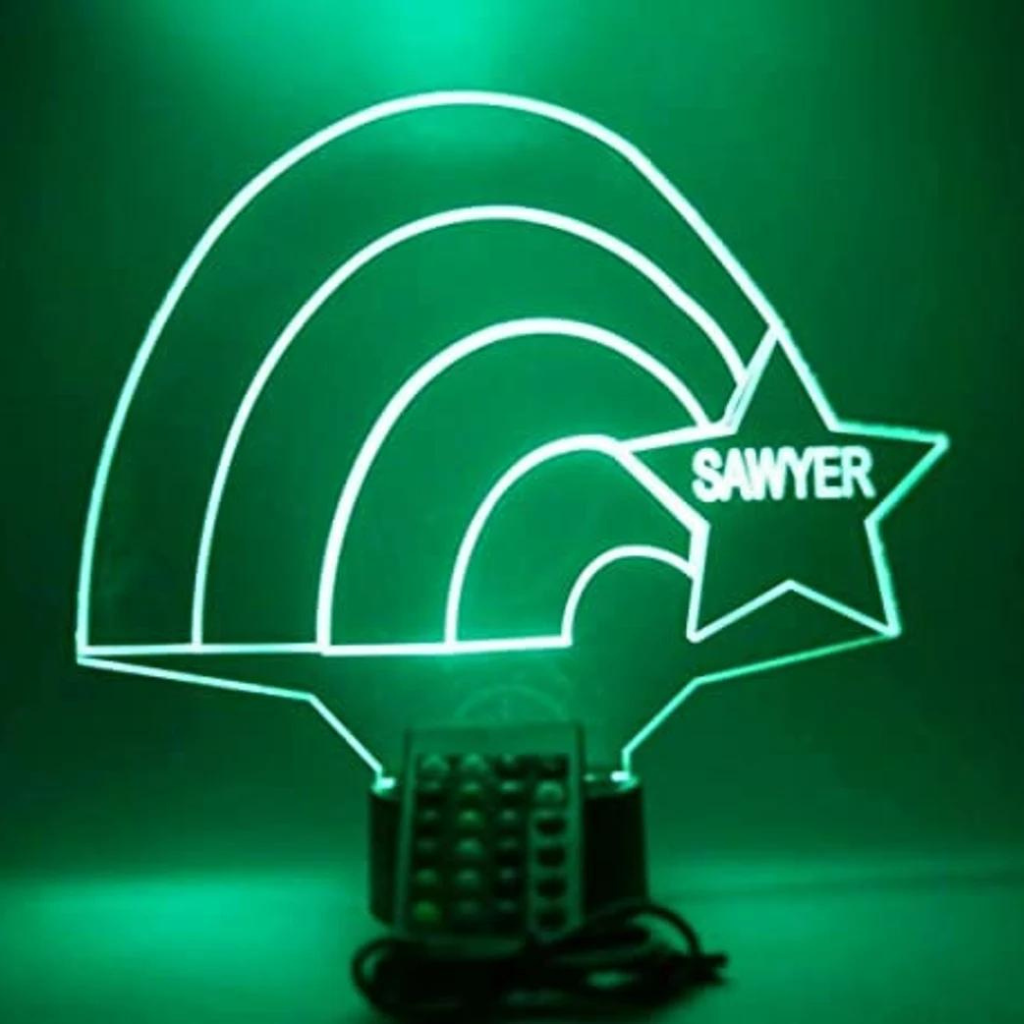 Rainbow and Star LED Tabletop Night Light Up Lamp, 16 Color options with Remote