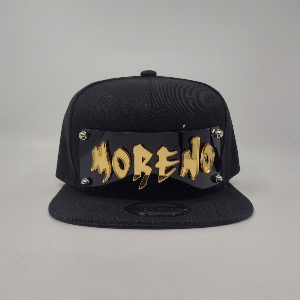 Black Custom Snapback Hat, Laser Cut Letters, Made to Order, Exclusive Creation
