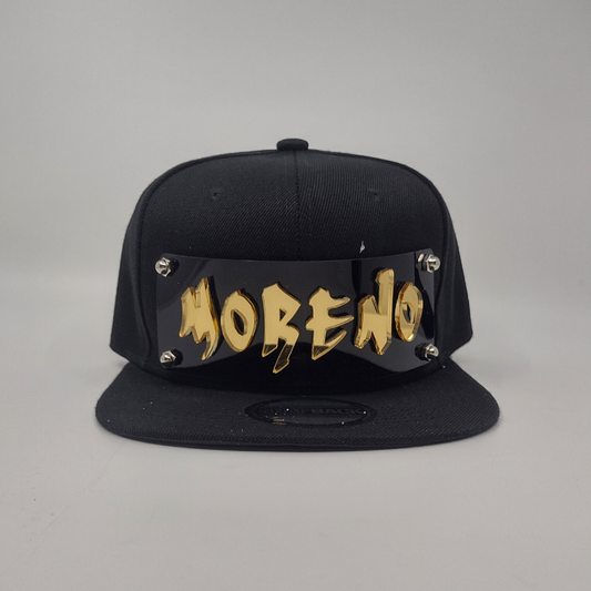 Black Custom Snapback Hat, Laser Cut Letters, Made to Order, Exclusive Creation