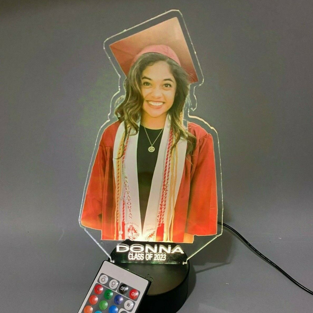 Custom Photo LED Tabletop Night Light Up Lamp, 16 Color options with Remote