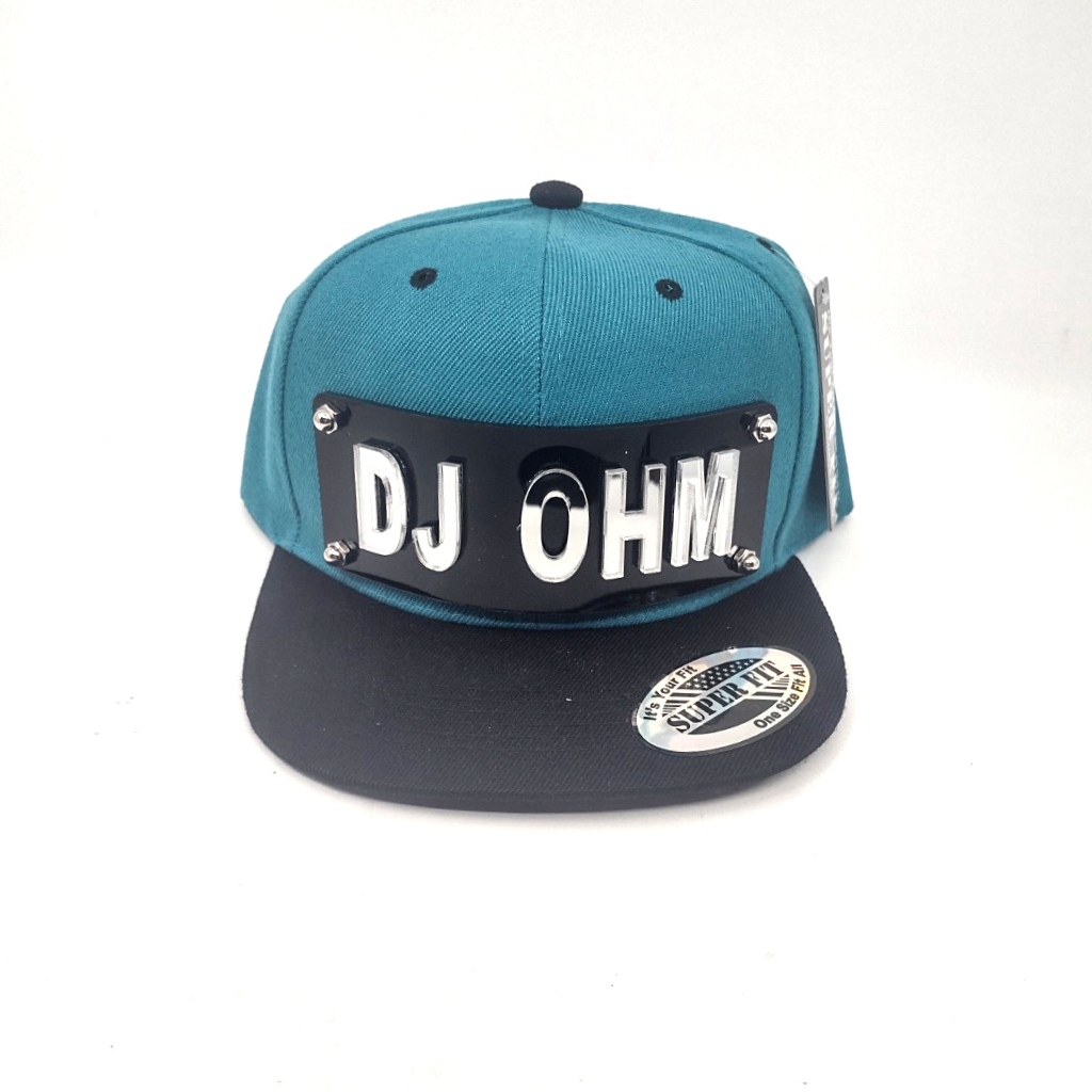 Teal and Black Custom Snapback Hat, Laser Cut Letters, Made to Order, Exclusive Creation