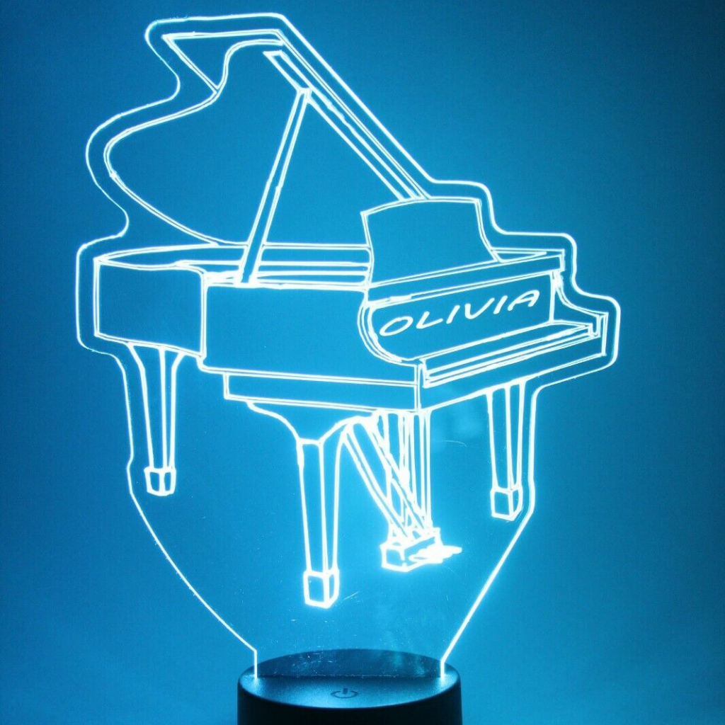 Grand Piano LED Tabletop Night Light Up Lamp, 16 Color options with Remote