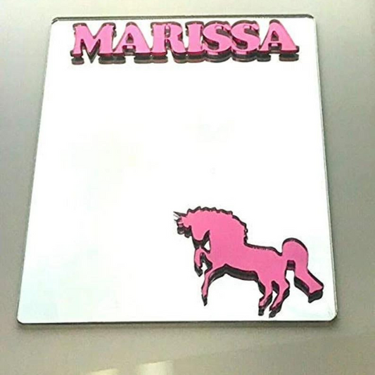 Unicorn Locker Mirror Magnet, Personalized Back to School Magnetic Sports Locker or Refrigerator Magnet Decor