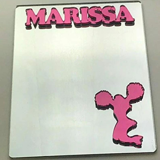Cheerleader Locker Mirror Magnet, Personalized Back to School Magnetic Sports Locker or Refrigerator Magnet Decor