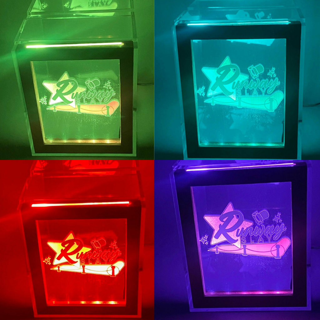 Tip or Donation Jar Personalized Free Engraving LED 16 Colors Changing 7"W x 8.5"H Container with Custom Logo