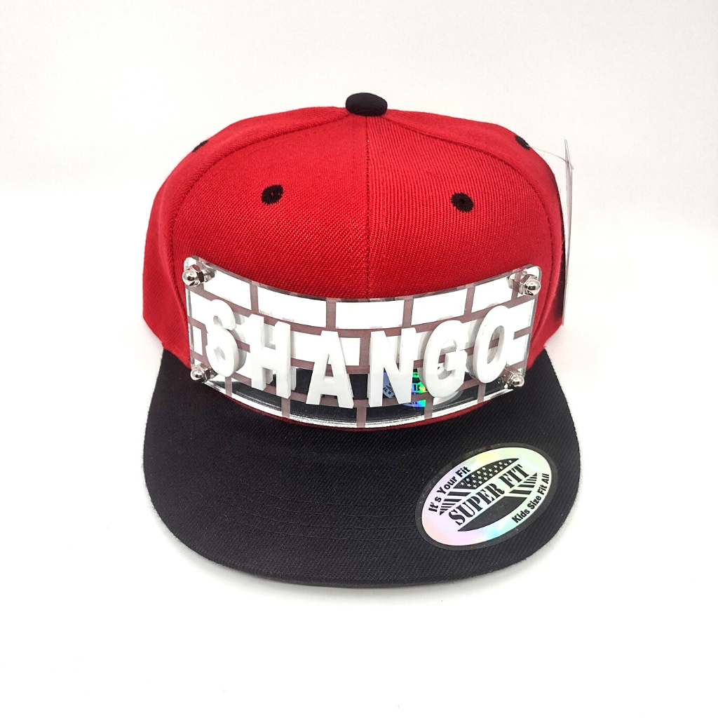 Red and Black Custom Snapback Hat, Laser Cut, Made to Order, Exclusive Creation