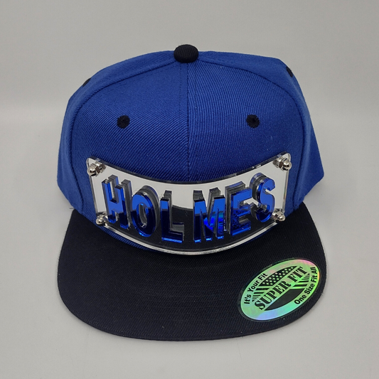 Blue and Black Custom Snapback Hat, Laser Cut, Made to Order, Exclusive Creation