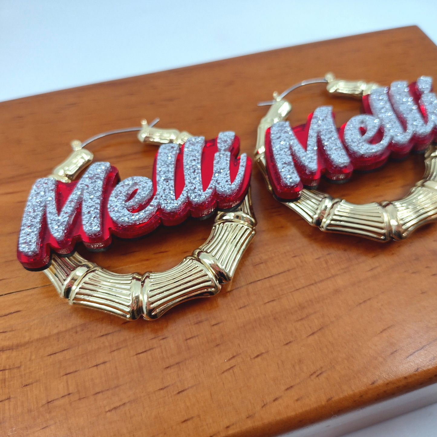 Custom Name and Background XOXO Style Hoop Earrings
