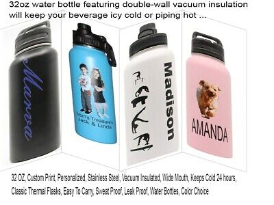 Personalized Insulated Sport Hydro Water Bottle Wide Mouth 32oz Photo & Engraved