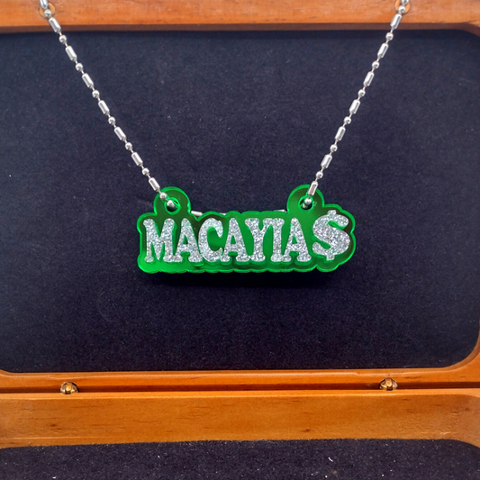 Custom Money Sign Name Necklace, Personalized Glitter Name Necklace