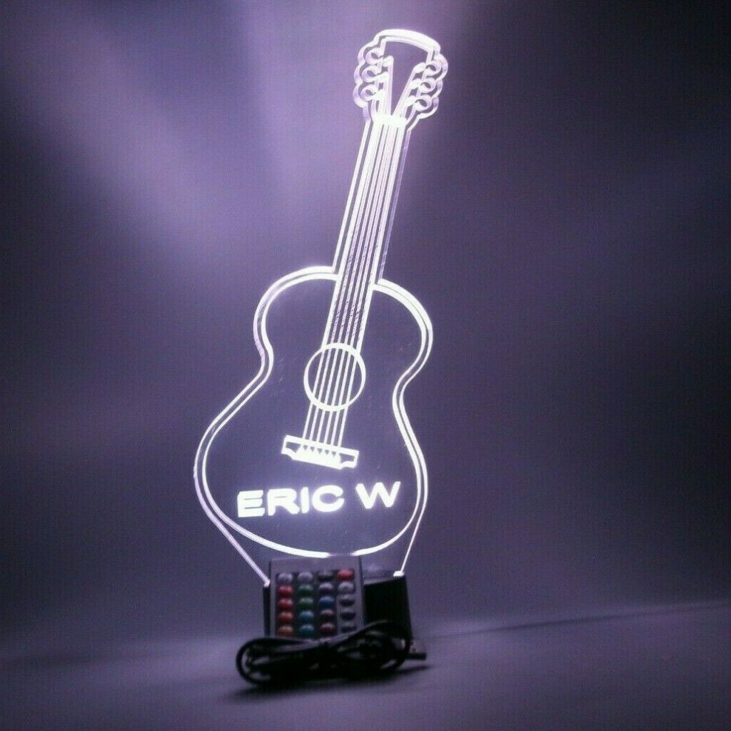 Guitar LED Tabletop Night Light Up Lamp, 16 Color options with Remote