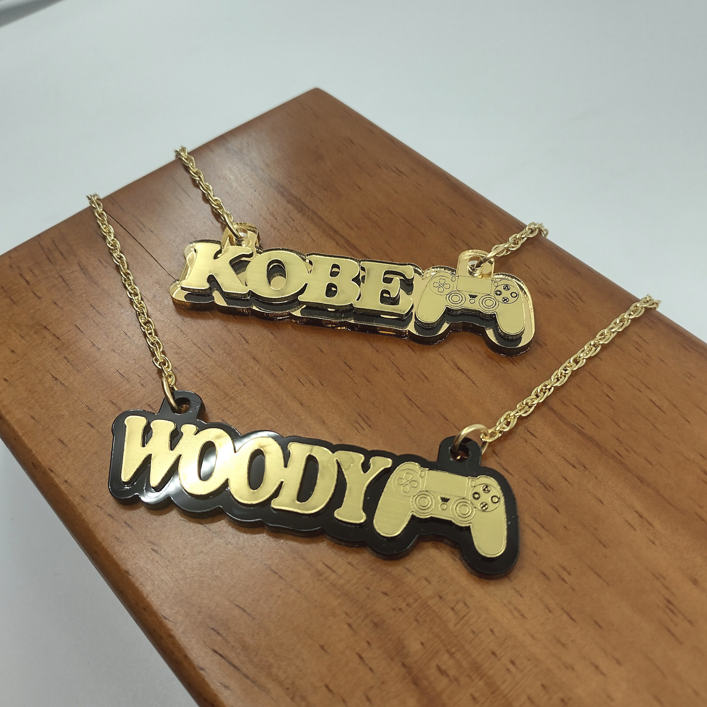 Custom Video Game Controller Name Necklace, Personalized Name and Background Color