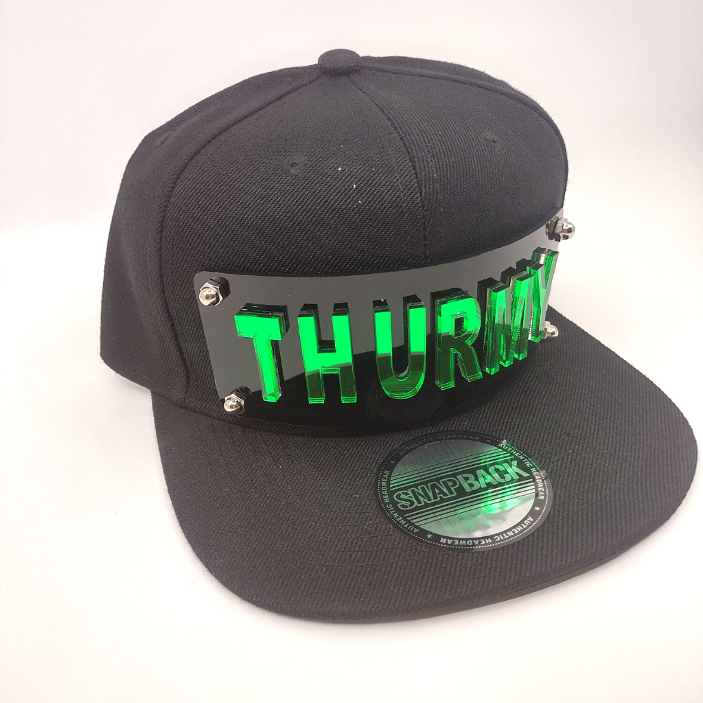 Black Custom Snapback Hat, Laser Cut, Made to Order, Exclusive Creation