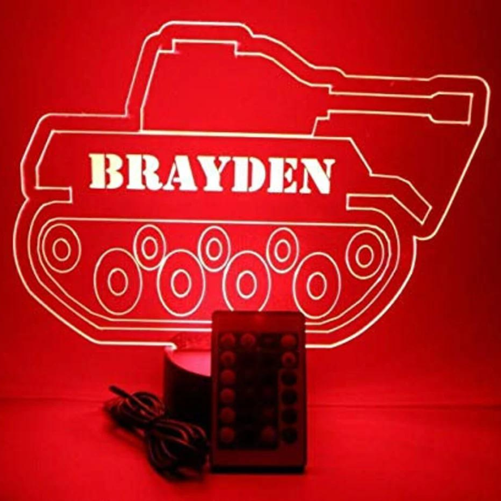 Armored Combat Battle Tank LED Tabletop Night Light Up Lamp, 16 Color options with Remote