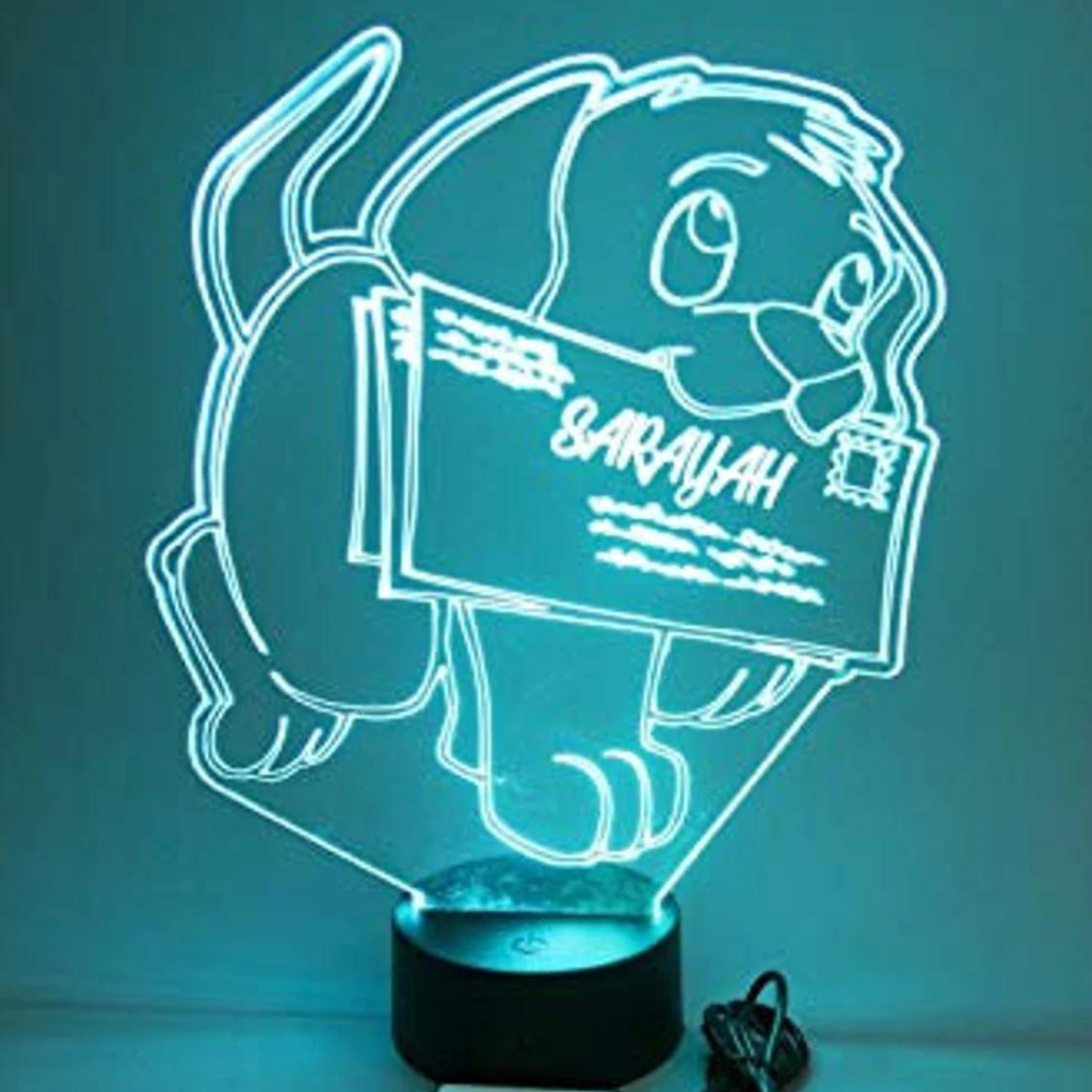 Cute Puppy Dog with Mail LED Tabletop Night Light Up Lamp, 16 Color options with Remote