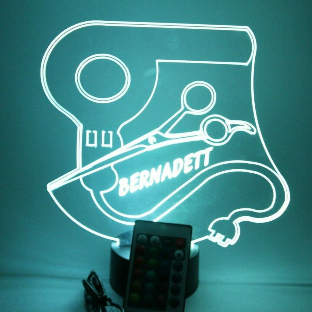 Blow Dryer and Scissors Custom Name LED Tabletop Night Light Up Lamp,16 Color options with Remote