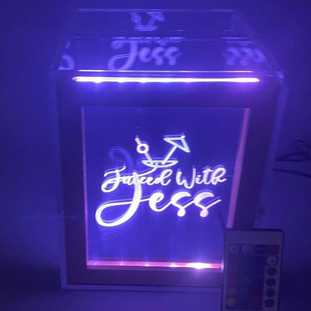 Tip or Donation Jar Personalized Free Engraving LED 16 Colors Changing 7"W x 8.5"H Container with Custom Logo