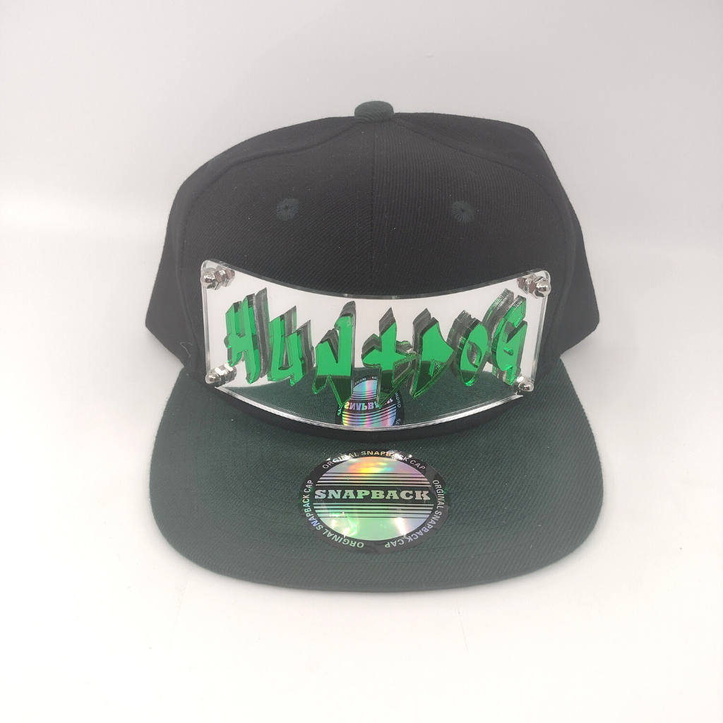 Black Custom Snapback Hat, Laser Cut Letters, Made to Order, Exclusive Creation