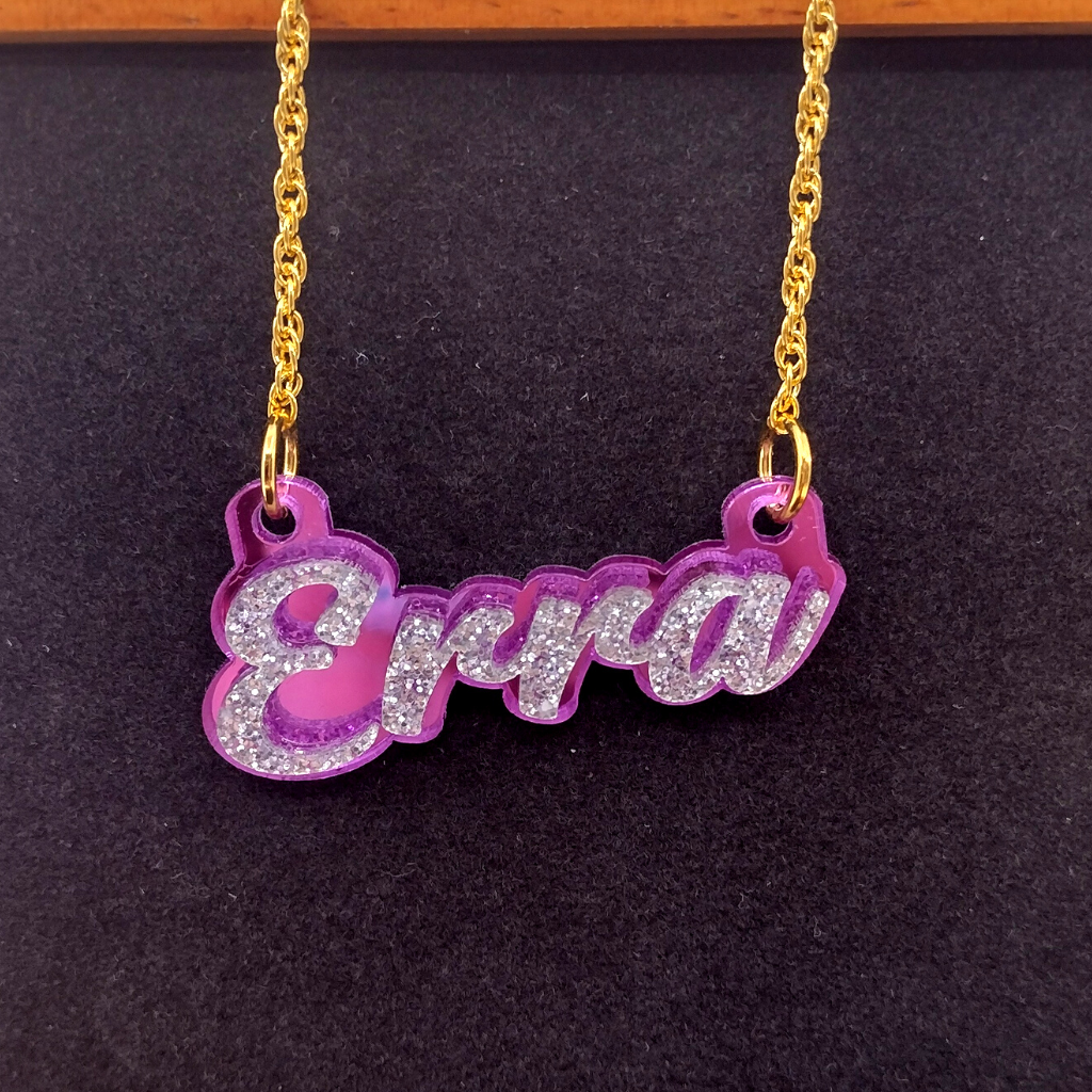 Custom Gold XOXO Hoop Earrings and a Name Necklace, Personalized Name and Background Color, Hand-made Jewelry Set