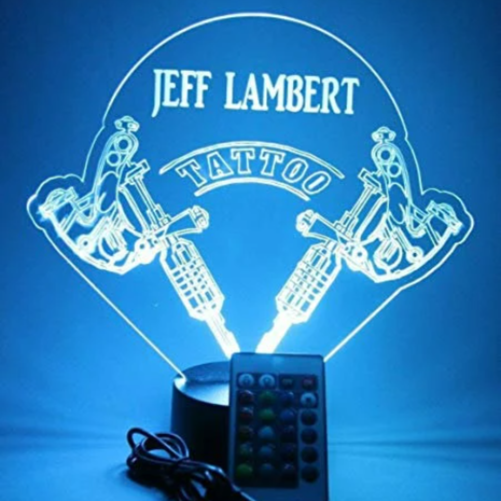 Tattoo Artist Ink Studio LED Tabletop Nightlight Up Lamp, 16 Color Changing Options with Remote