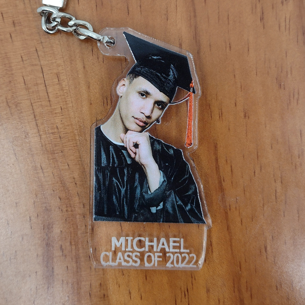 Custom Graduation Photo With Name and Year UV Printed Key Chain
