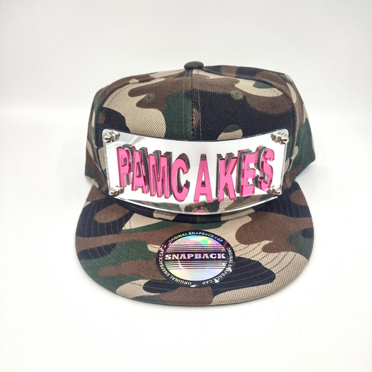 Camo Custom Snapback Hat, Laser Cut Letters, Made to Order, Exclusive Creation