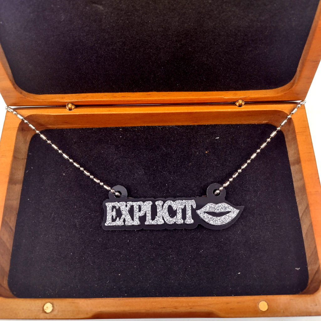 Custom Lips Name Necklace, Personalized Glitter Name Necklace