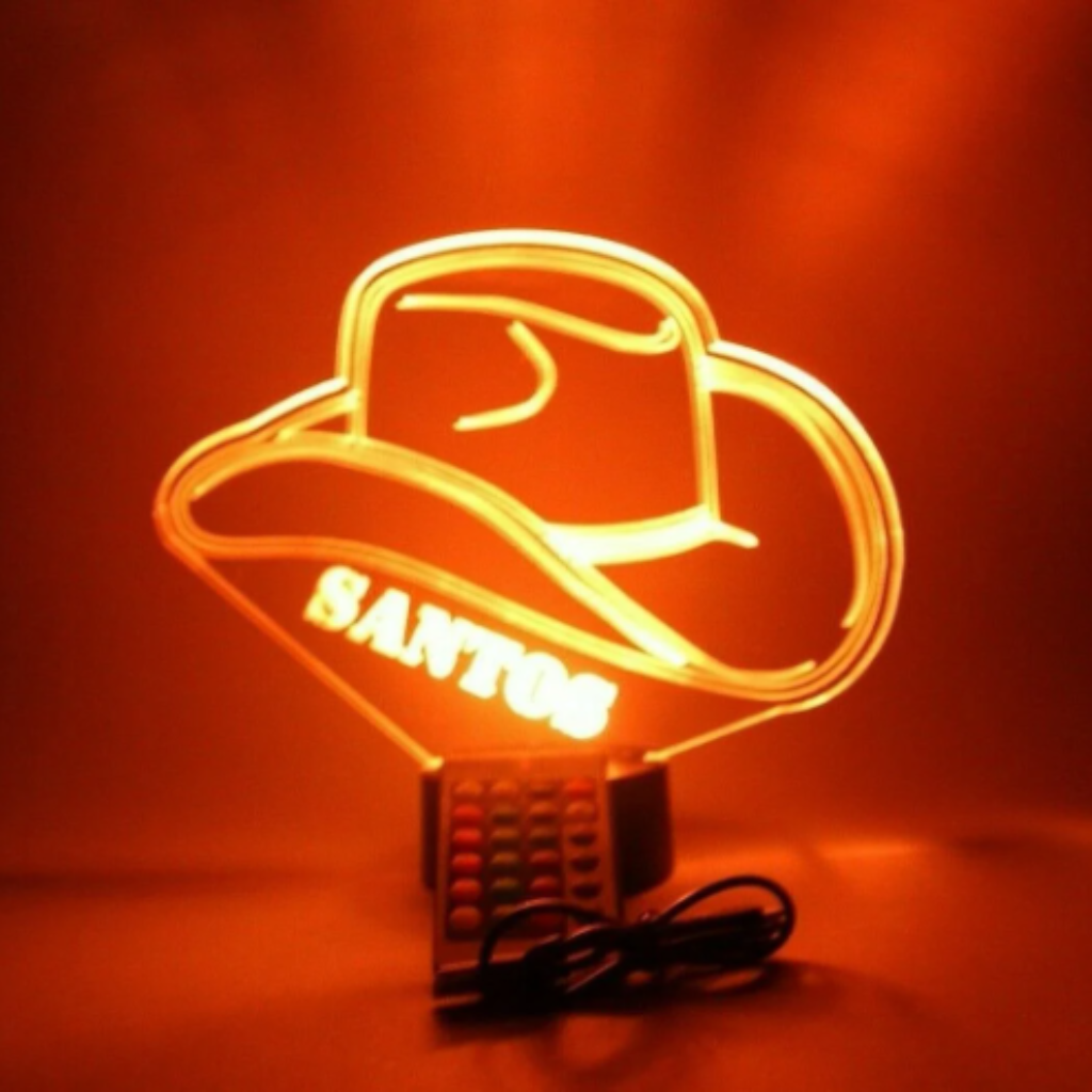 Cowboy Hat Country LED Tabletop Night Light Up Lamp, 16 Color options with Remote