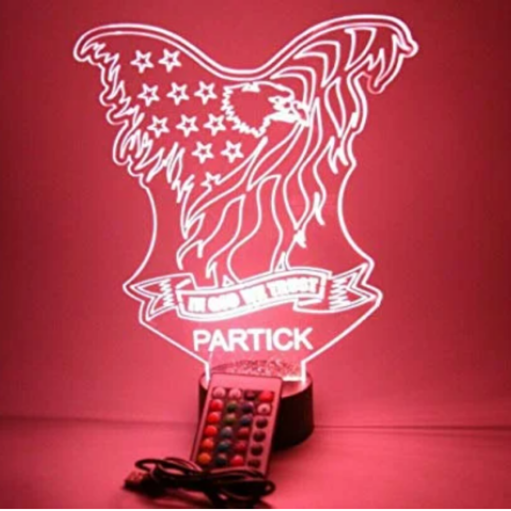 Bald Eagle American Bird, LED Tabletop Night Light Up Lamp, 16 Color options with Remote