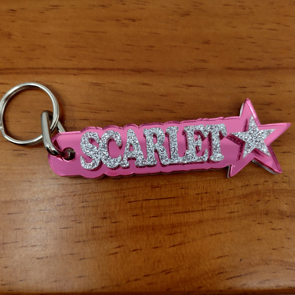 Custom Name and Background Keychain with Star
